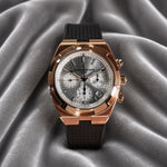 Overseas Chronograph pink gold angled view